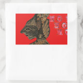 Indonesische Schaduwpop Hohoho Design op rood doek Rechthoekige Sticker (Tas)