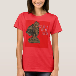 Indonesische Schaduwpop Hohoho Design op rood doek T-shirt