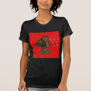 Indonesische Schaduwpop Hohoho Design op rood doek T-shirt