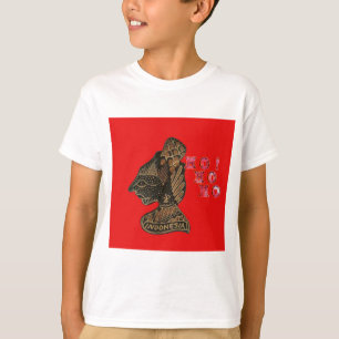 Indonesische Schaduwpop Hohoho Design op rood doek T-shirt