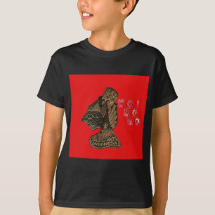 Indonesische Schaduwpop Hohoho Design op rood doek T-shirt