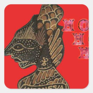 Indonesische Schaduwpop Hohoho Design op rood doek Vierkante Sticker