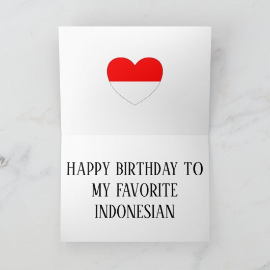 Indonesische vlag Birthday Kaart (Binnen)