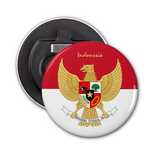 Indonesische vlag en Indonesische partij drinken/s Button Flesopener (Voorkant)