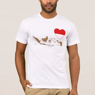 Indonesische vlag — Hart en kaart T-Shirt