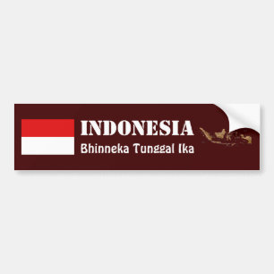 Indonesische vlag + kaartBumpersticker Bumpersticker