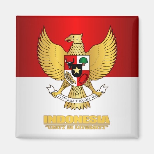 Indonesische vlag met COA Magneet (Voorkant)