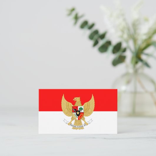 Indonesische vlag & Nationaal embleem, Indonesië Visitekaartje (Staand voorkant)