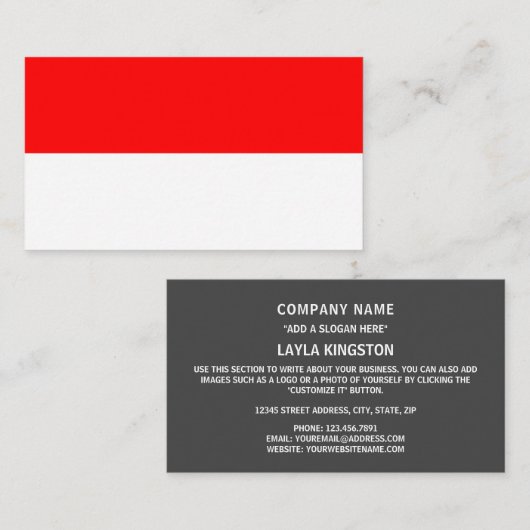 Indonesische vlag, vlag van Indonesië Visitekaartje (Voorkant / Achterkant)