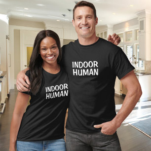 Indoor Human Vetgedrukte Tekst Typografie T-shirt
