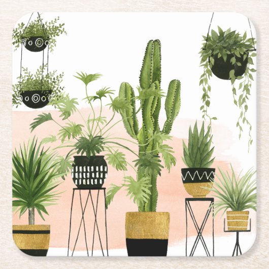 Indoor Oasis Vierkante Kartonnen Onderzetter (Voorkant)