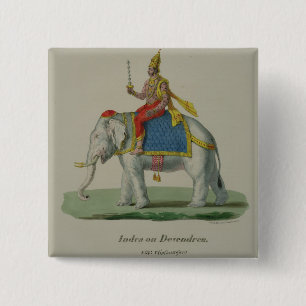Indra, gegraveerd door Marlet et Cie (kleurenlitho Vierkante Button 5,1 Cm