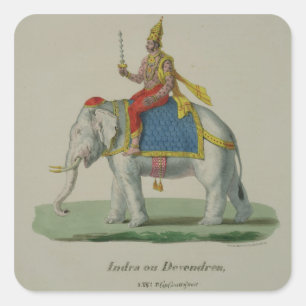 Indra, gegraveerd door Marlet et Cie (kleurenlitho Vierkante Sticker