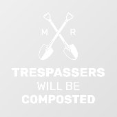 Indringers zullen worden gecomposteerd aangepaste  raamsticker (Vel)