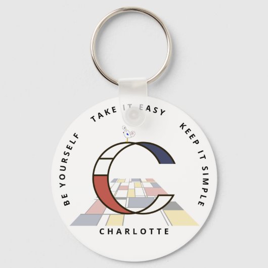 Indrukwekkend neoplasticisme Art Monogram. Brief C Sleutelhanger (Voorkant)