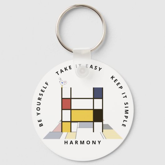 Indrukwekkend neoplasticisme Art Monogram. Brief H Sleutelhanger (Voorkant)