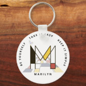 Indrukwekkend neoplasticisme Art Monogram. Brief M Sleutelhanger (Voorkant)