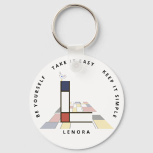 Indrukwekkend neoplasticisme Art Monogram. Letter Sleutelhanger