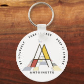 Indrukwekkend neoplasticisme Art Monogram. Letter Sleutelhanger (Voorkant)