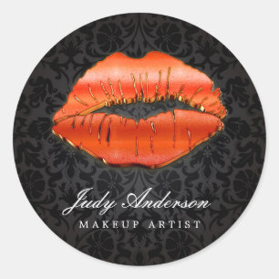 Indrukwekkende 3D Red Lips Classy Damask Makeup Ar Ronde Sticker