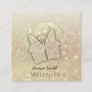 Indrukwekkende bokeh elegant meisje gezicht vlinde vierkante visitekaartje