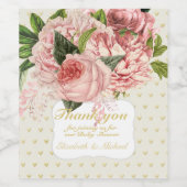 Indulgent Blush Pink Gold Rose Bouquet Baby shower Wijn Etiket (Enkel label)