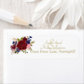 Indulgent Burgundy Royal Blue Pink Roses Wedding Etiket (Insitu)