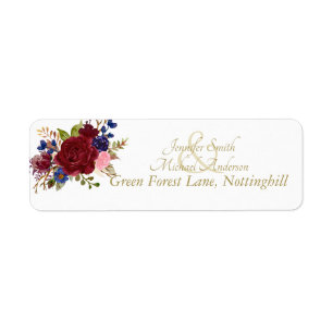 Indulgent Burgundy Royal Blue Pink Roses Wedding Etiket