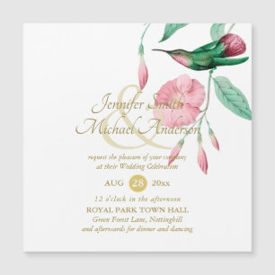 Indulgent Mint Pink Hummingbird Floral Vine Flower