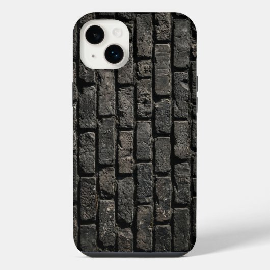 Industrial Black Brick Wall Texture iPhone Case (Verso)