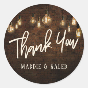 Industrial Bricks, Vintage Edison Lights Hartelijk Ronde Sticker