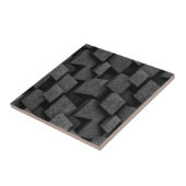 Industrial Brutalist Stone Black Silver Tegeltje (Zijkant)