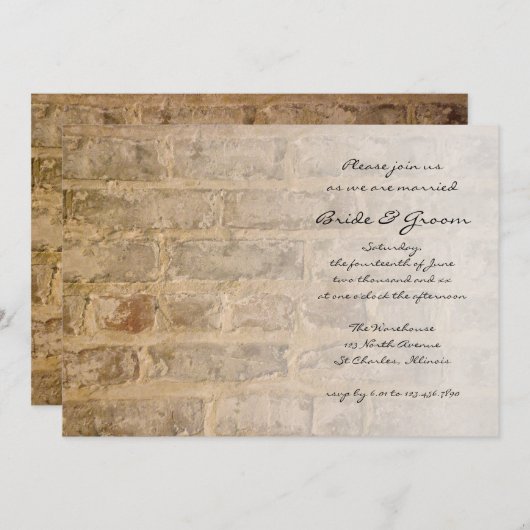 Industrial Chic Bricks Fade Wedding Kaart (Voorkant / Achterkant)