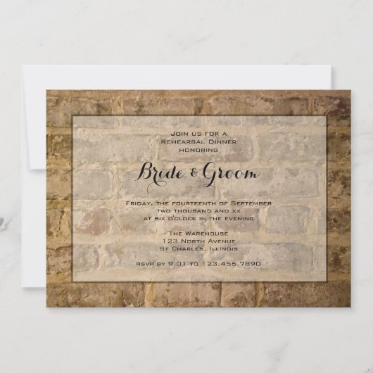 Industrial Chic Bricks Wedding Rehearsal Dinner Kaart (Voorkant)