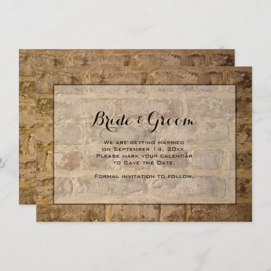 Industrial Chic Bricks Wedding Save the Date Kaart (Voorkant / Achterkant)