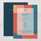 Industrial Chic Tuscan Monogram Abstract Weddensch Kaart (Voorkant / Achterkant)