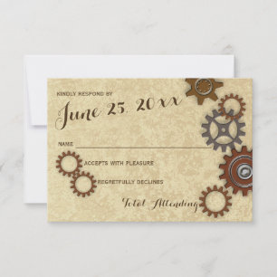 Industrial Gears Rustic Wedding Reactie RSVP Kaartje