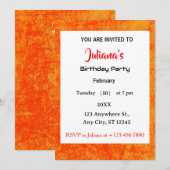 Industrial Orange Red Grungy Birthday Invitation (Devant / Derrière)
