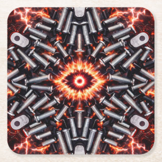 Industrial Pulse - High-Voltage Coaster Set Vierkante Kartonnen Onderzetter