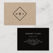 Industrial Retro Monogrammed Professional Bistre Visitekaartje (Voorkant / Achterkant)