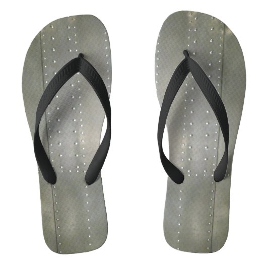 Industrial Silver Metal Effect Foto Teenslippers (Voetbed)