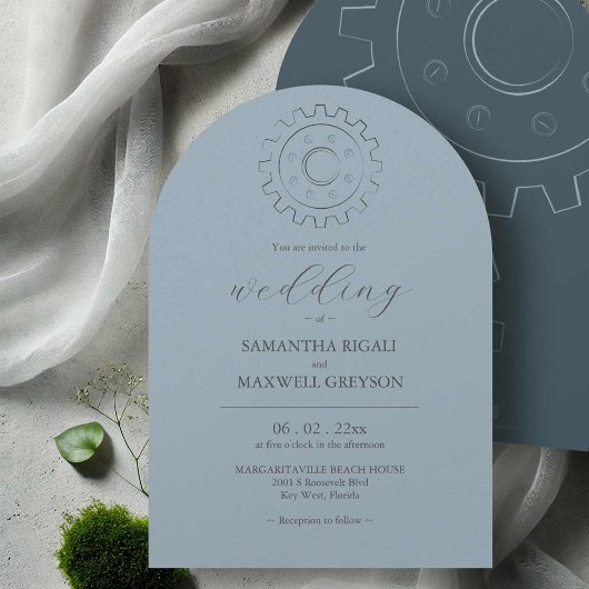 Industrie Chic Steal Blue Wedding Invitations