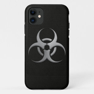 Industrieel biongevarensymbool met staaleffect iPhone 11 hoesje