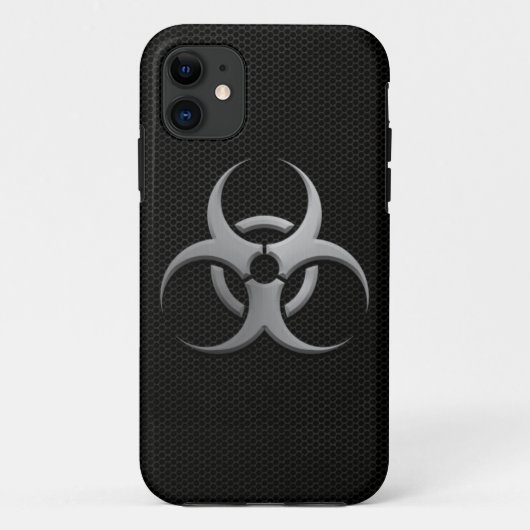 Industrieel biongevarensymbool met staaleffect Case-Mate iPhone case (Achterkant)