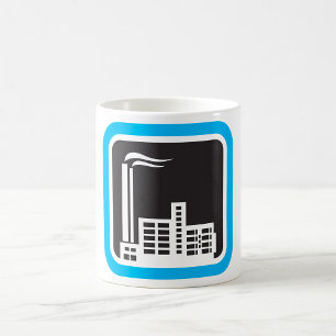 Industrieel Fabrieksicoon met Schoorstenen Koffiemok