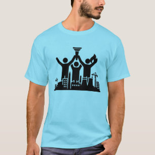 Industrieel fackelteam dat vuur silhouetkunst verh t-shirt