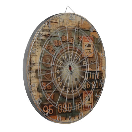 Industrieel Grunge Dartboard Dartbord (Voorkant Links)