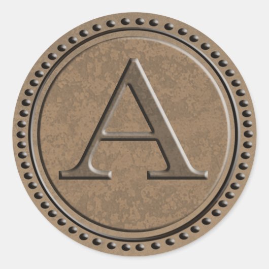 Industrieel Monogram Letter A Ronde Sticker (Voorkant)