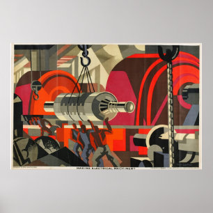 industrieel poster voor elektrische machines