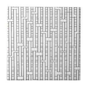Industrieel raster - Zwart-wit moderne geometrisch Tegeltje